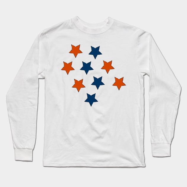 Orange and blue stars Long Sleeve T-Shirt by ampp